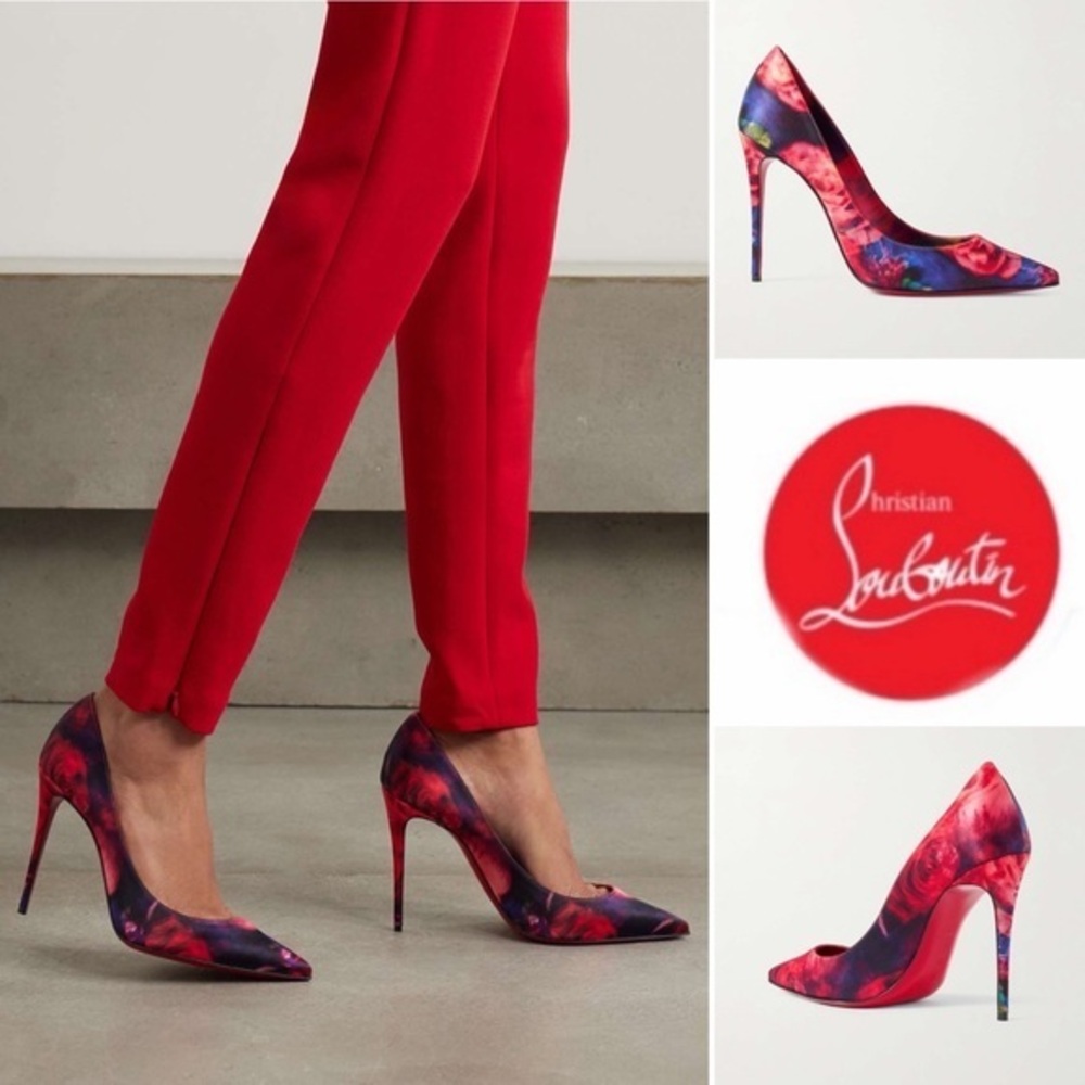 Christian Louboutin Kate 100 Floral Satin Crepe Pumps Heels EU 37.5 845$